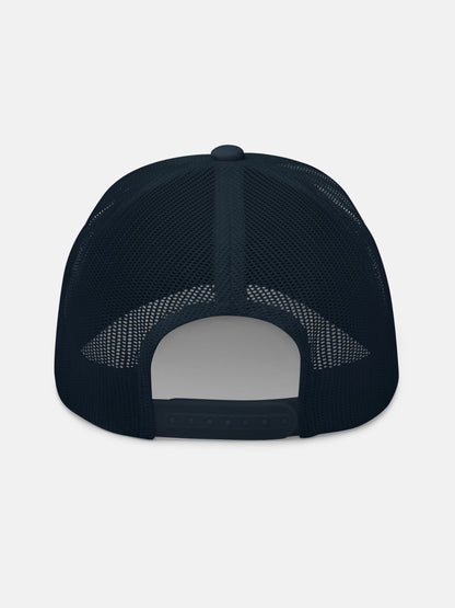 Blue Tide SGD Trucker Hat back view in navy — Seas Get Degrees