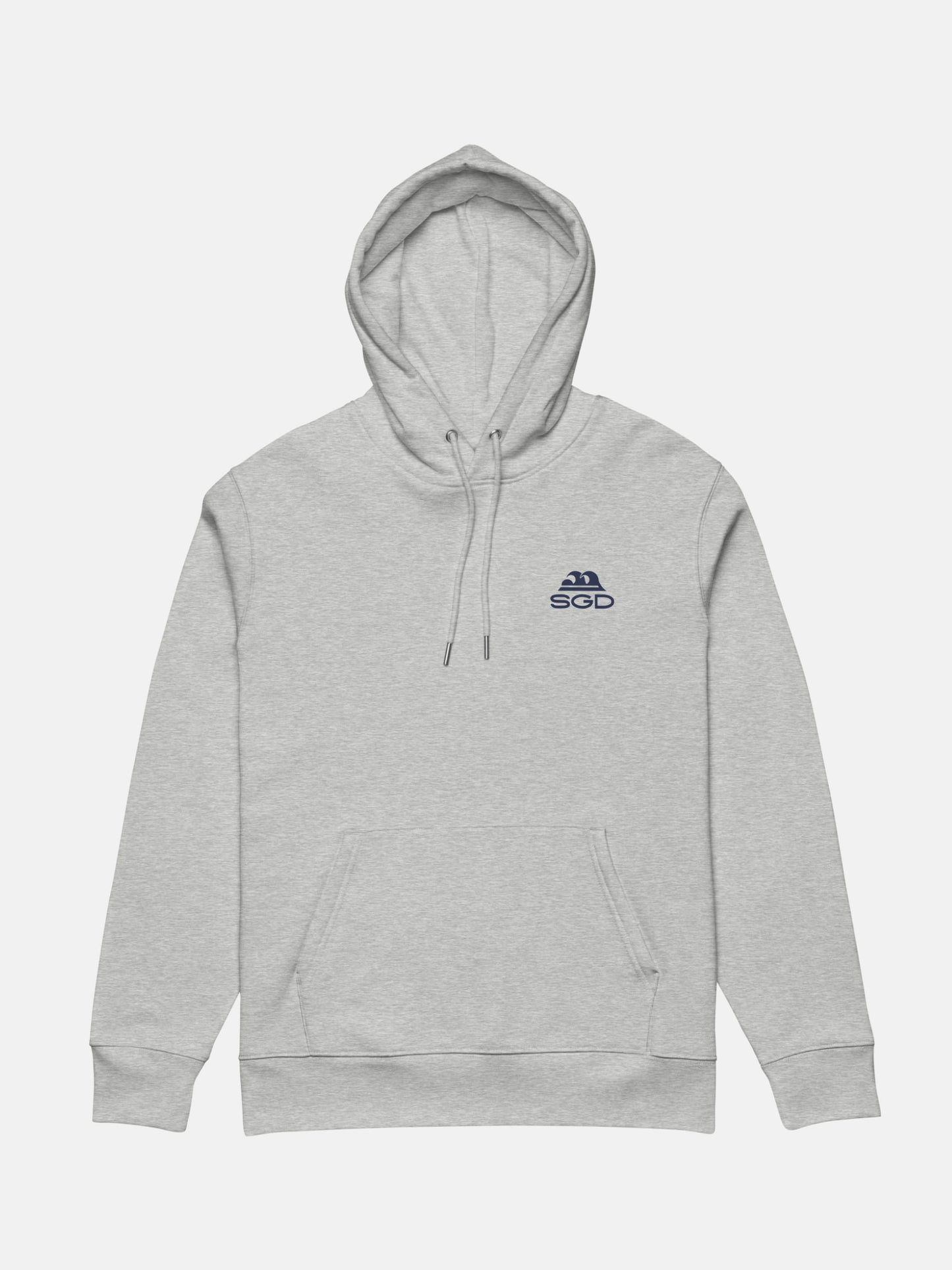 Easy Enough Cruiser Hoodie flat lay front in heather grey — Seas Get Degrees