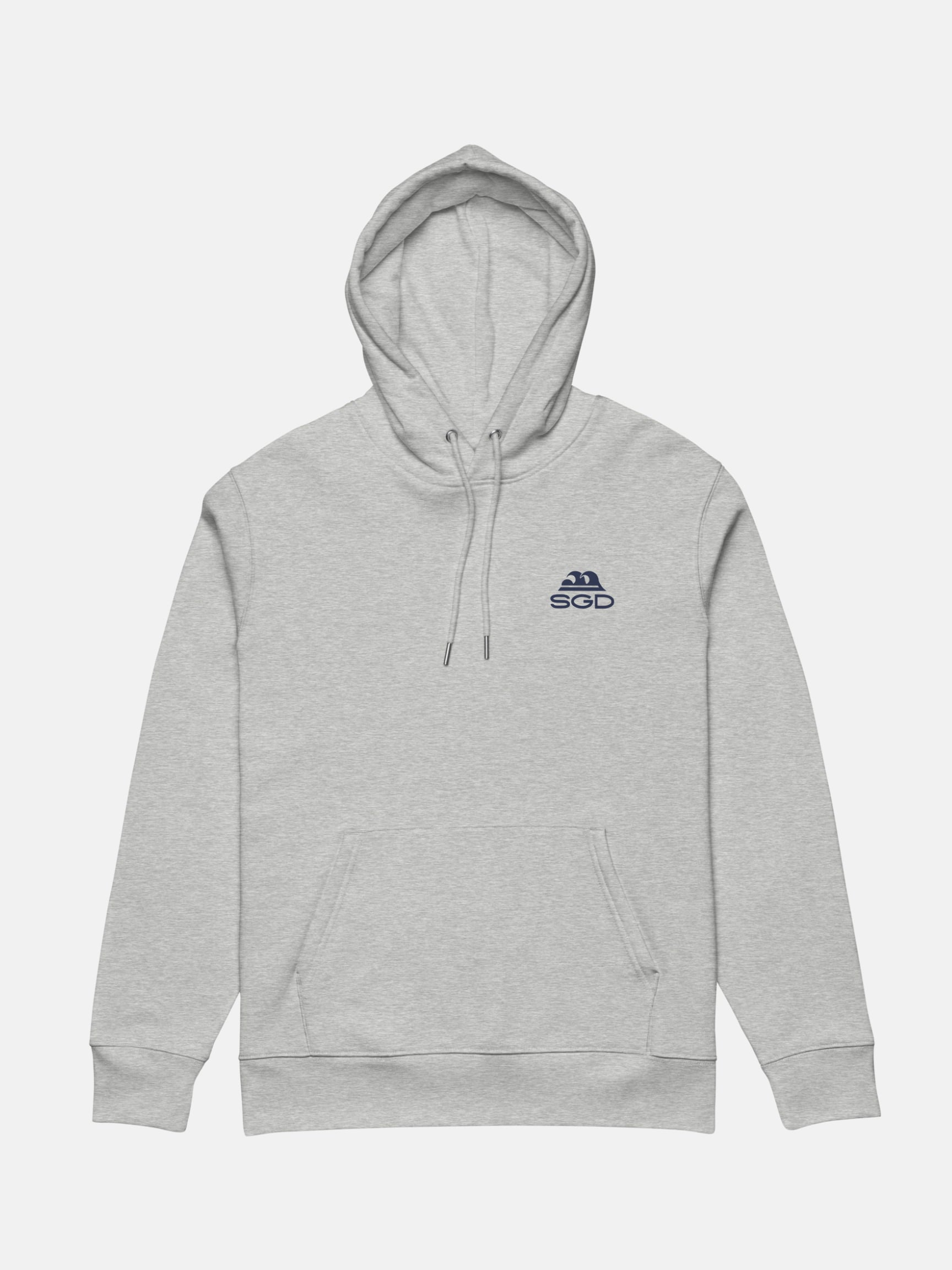 Easy Enough Cruiser Hoodie flat lay front in heather grey — Seas Get Degrees