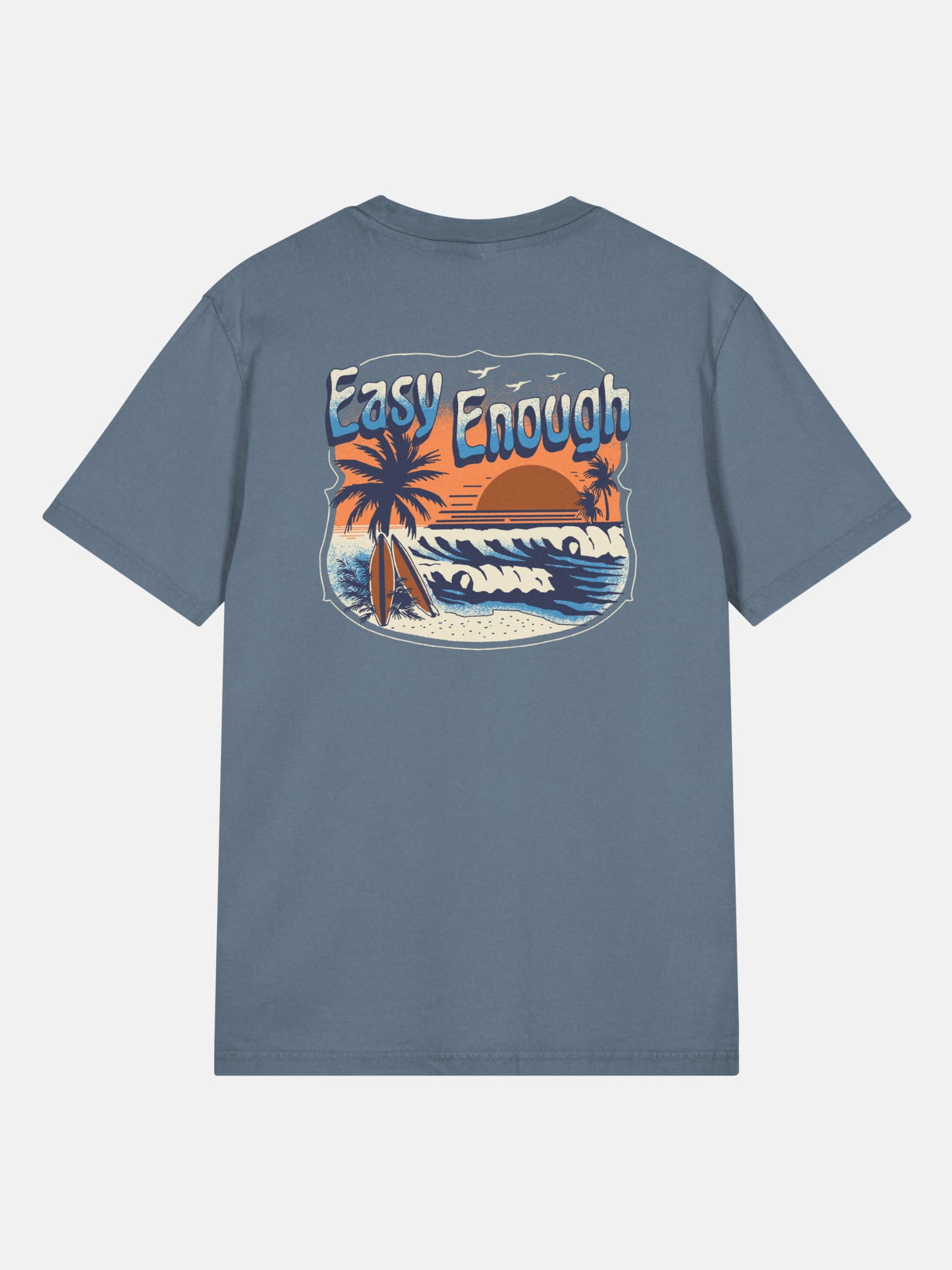 Easy Enough Tee back view in deep teal — Seas Get Degrees coastal graphic tee