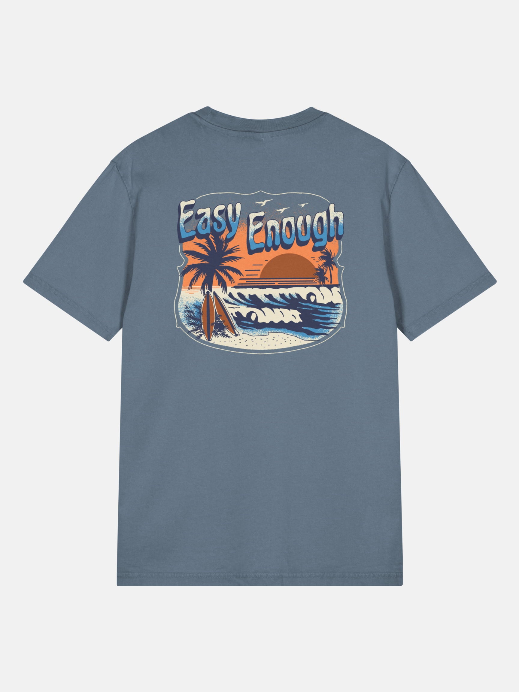 Easy Enough Tee back view in deep teal — Seas Get Degrees coastal graphic tee