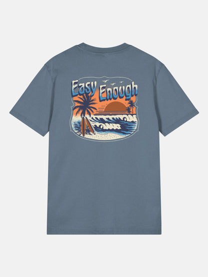 Easy Enough Tee back view in deep teal — Seas Get Degrees coastal graphic tee