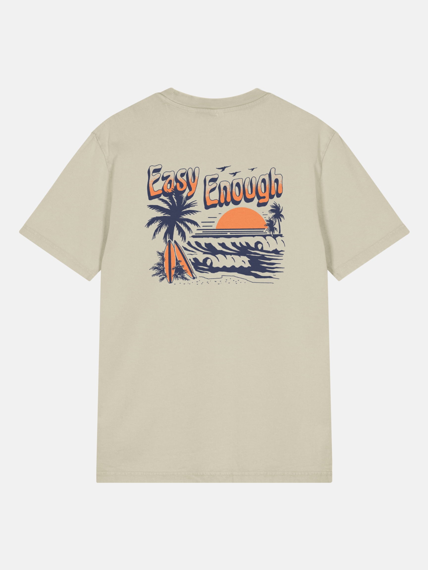 Easy Enough Tee back view in stone — Seas Get Degrees coastal graphic tee