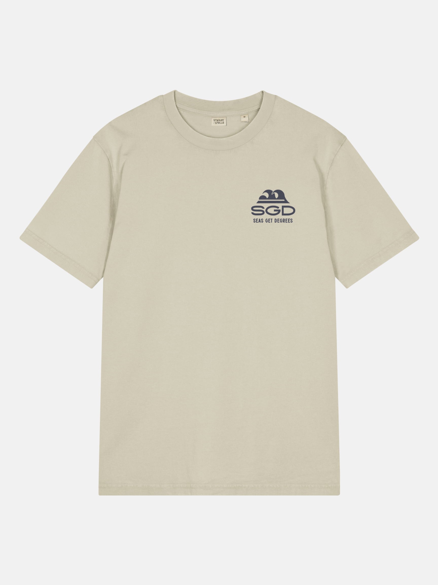 Easy Enough Tee front view in stone — Seas Get Degrees coastal graphic tee