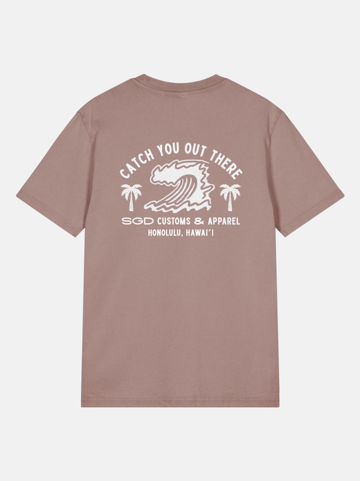 Endless Wave Tee back view in kaffa coffee — Seas Get Degrees coastal graphic tee