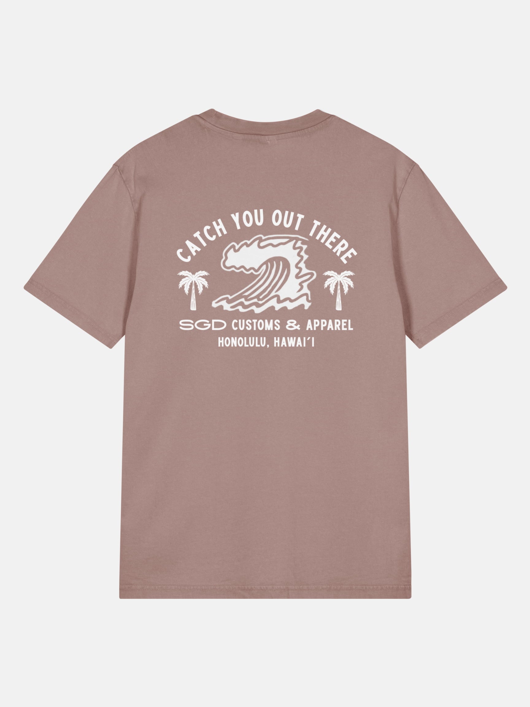 Endless Wave Tee back view in kaffa coffee — Seas Get Degrees coastal graphic tee