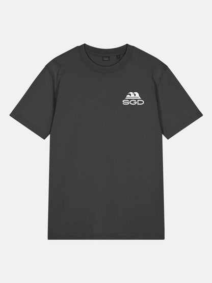 Endless Wave Tee front view in black rock — Seas Get Degrees coastal graphic tee