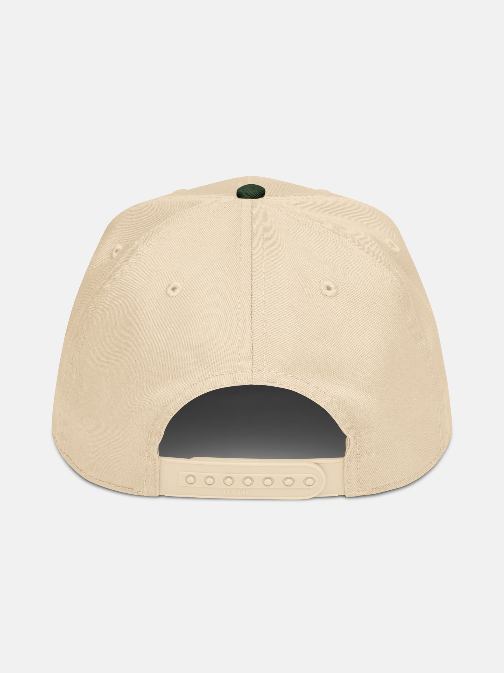 Golden Tide Snapback back view in green and natural — Seas Get Degrees