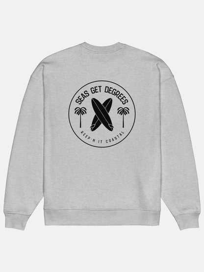 Keepn' Coastal Oversized Sweatshirt flat lay back in heather grey — Seas Get Degrees