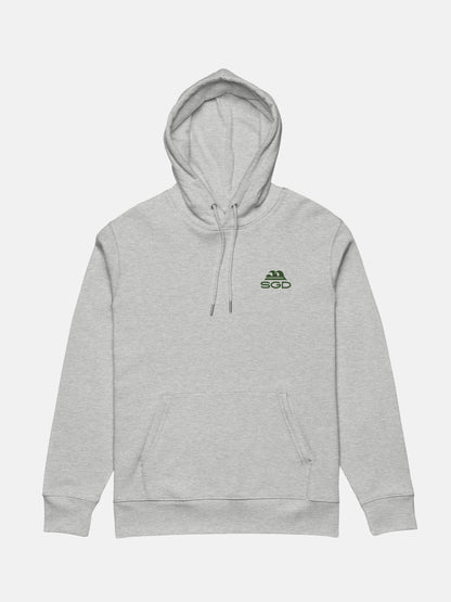 Live Swell Cruiser Hoodie flat lay front in heather grey — Seas Get Degrees