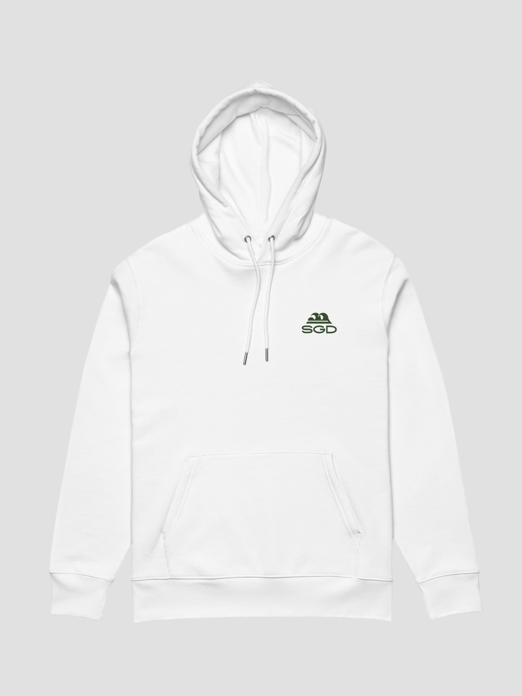 Live Swell Cruiser Hoodie flat lay front in white — Seas Get Degrees
