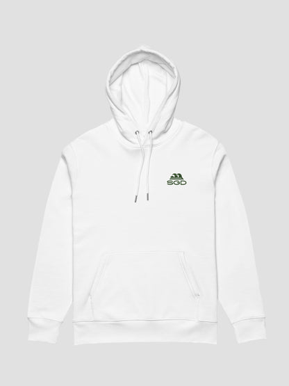Live Swell Cruiser Hoodie flat lay front in white — Seas Get Degrees