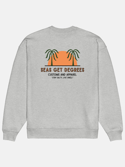 Live Swell Oversized Sweatshirt flat lay back in heather grey — Seas Get Degrees