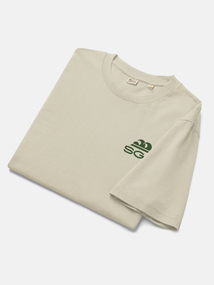 Live Swell Tee folded flat lay in stone — Seas Get Degrees