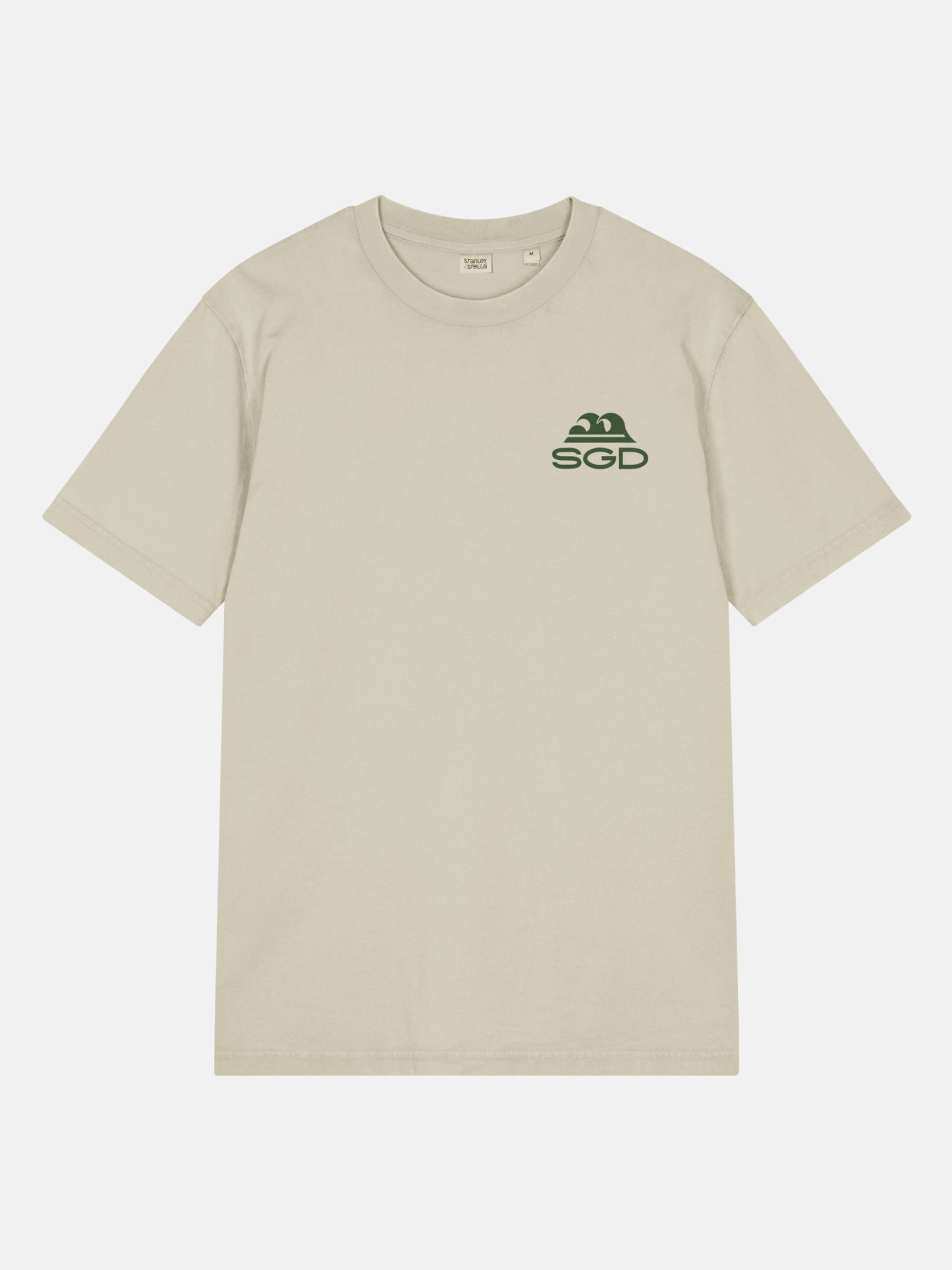 Live Swell Tee front view in stone — Seas Get Degrees coastal graphic tee