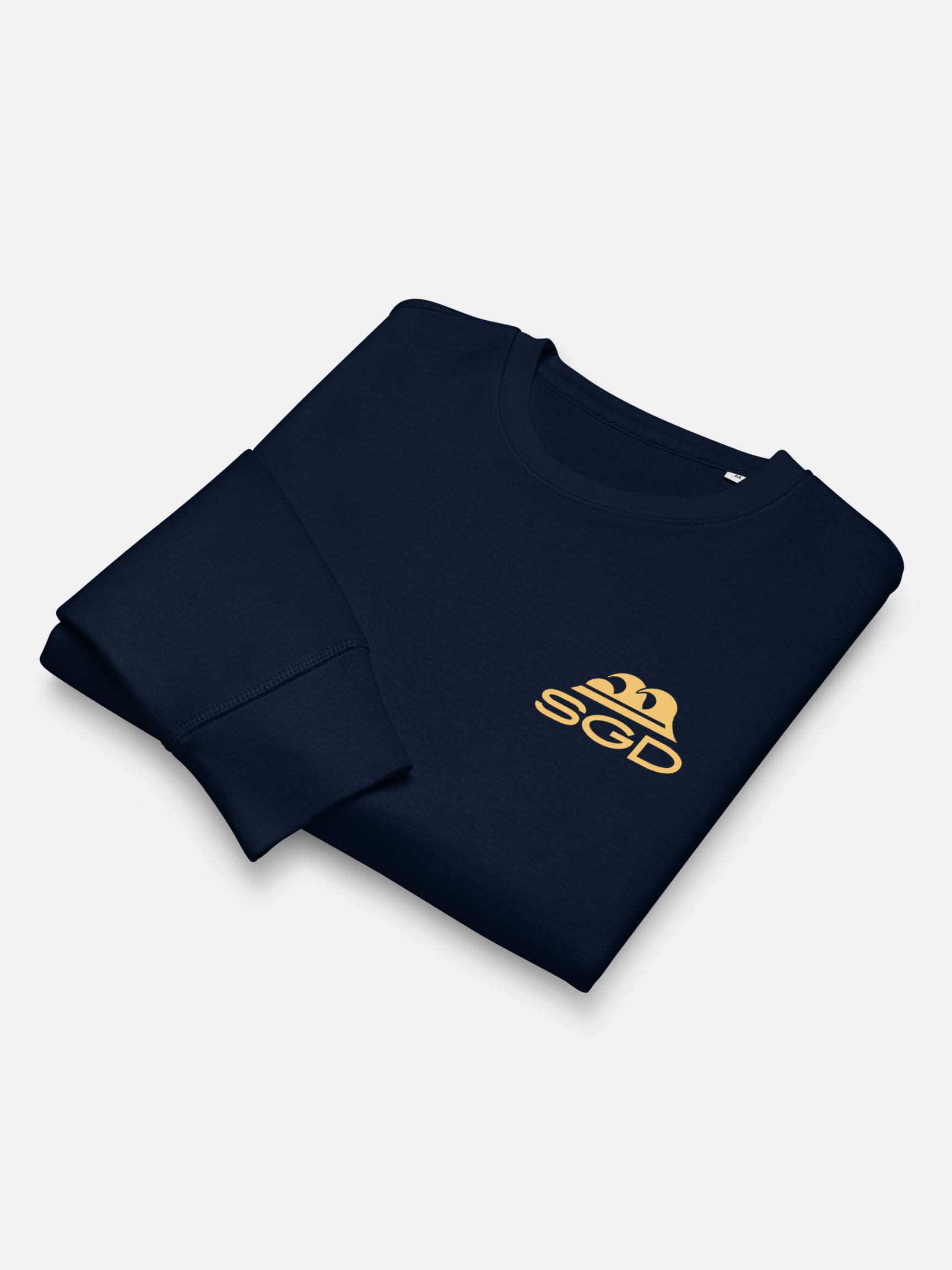 Lost and Found Roller Sweatshirt folded flat lay in french navy — Seas Get Degrees