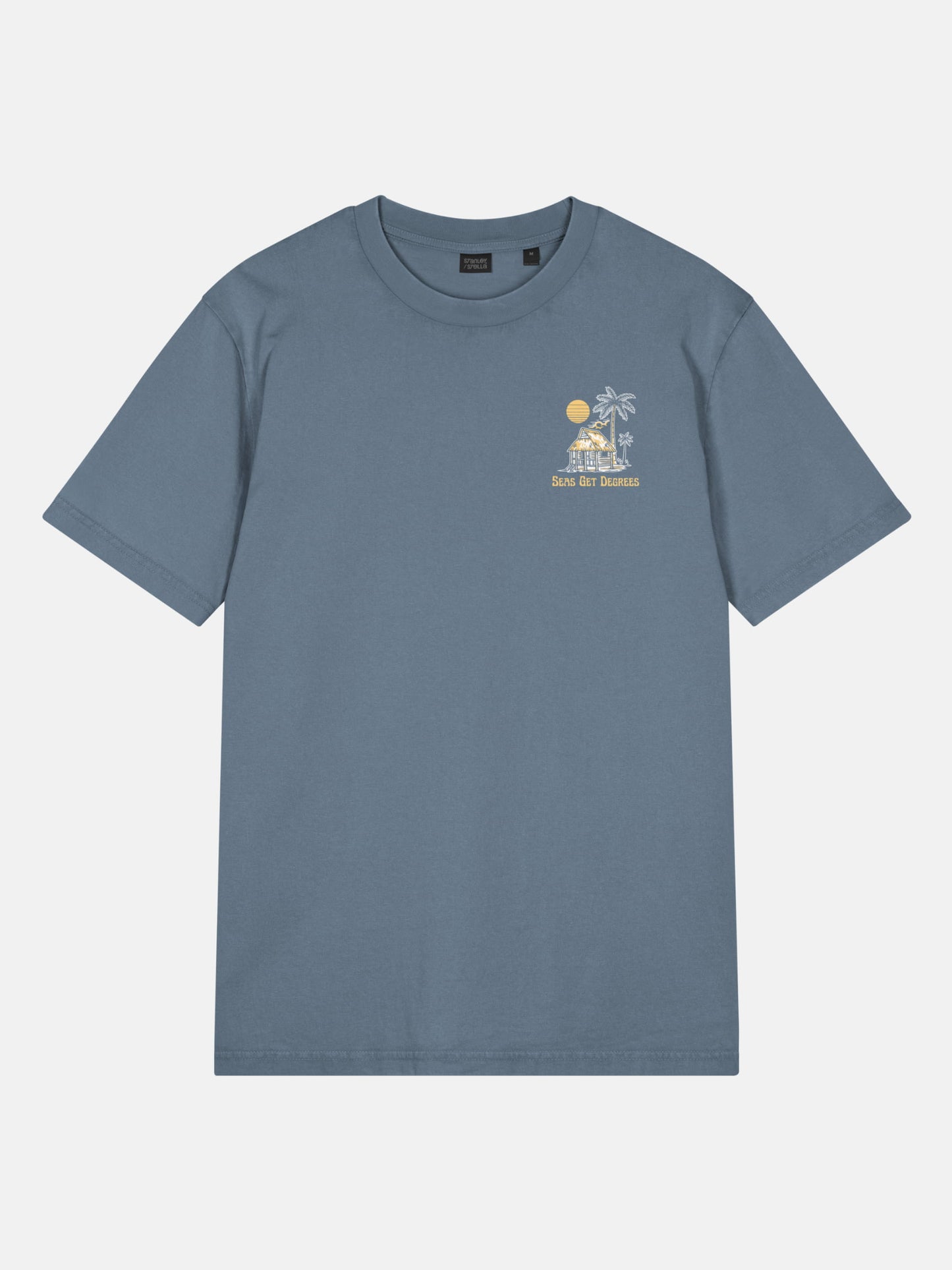 Lost and Found Tee front view in deep teal — Seas Get Degrees coastal graphic tee