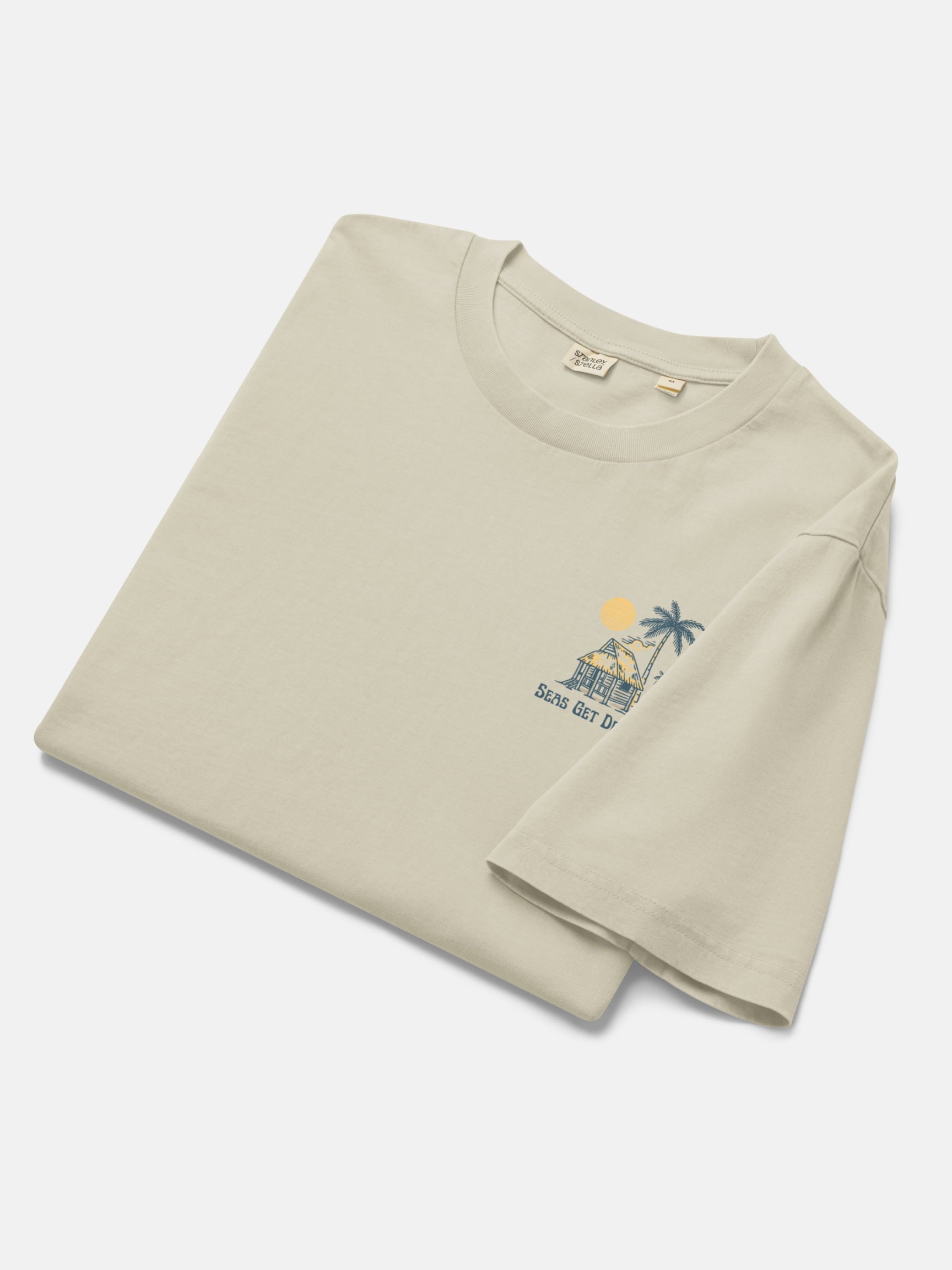 Lost and Found Tee folded flat lay in stone — Seas Get Degrees