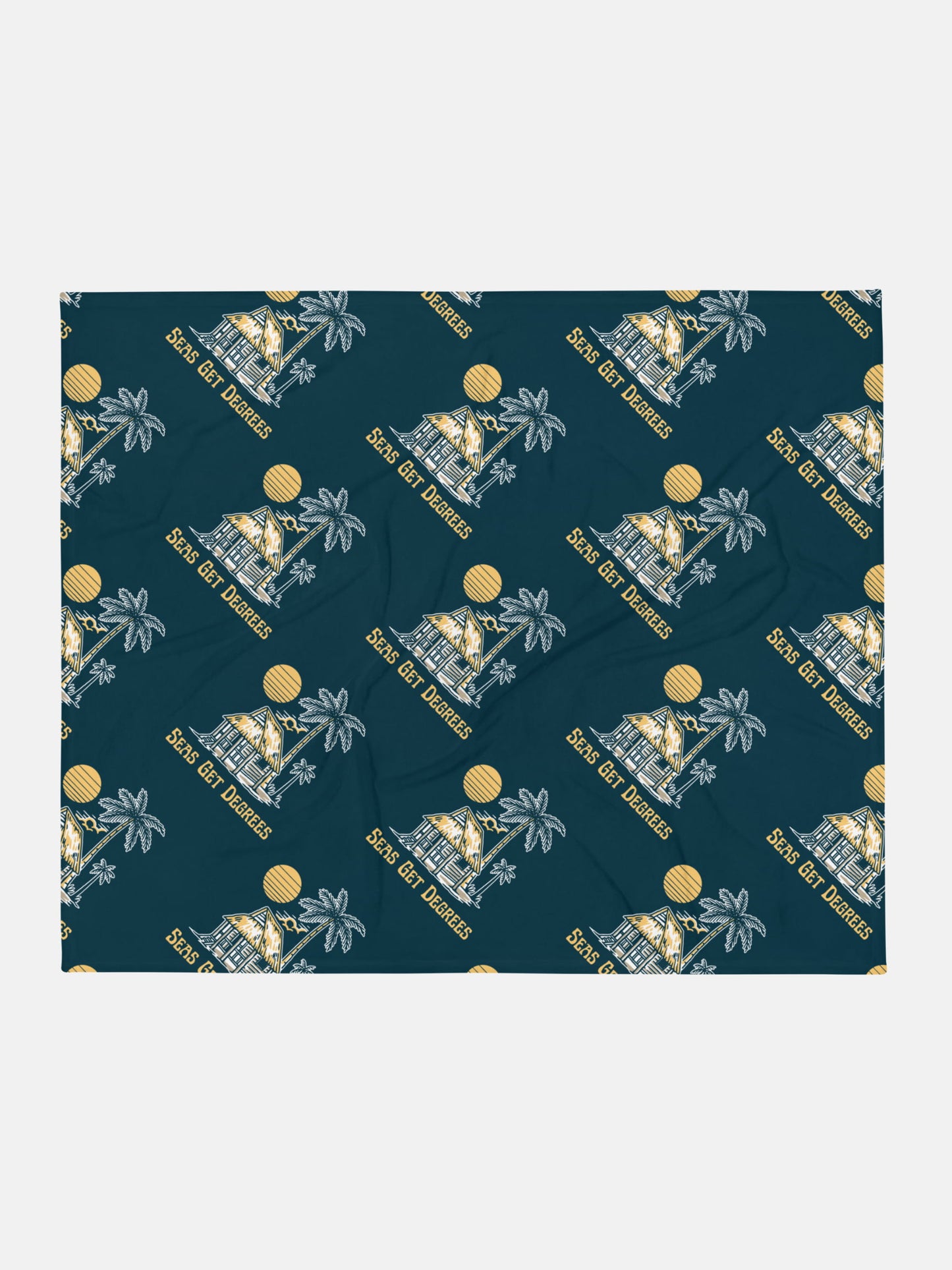 Lost and Found Throw Blanket front view in blue whale — Seas Get Degrees