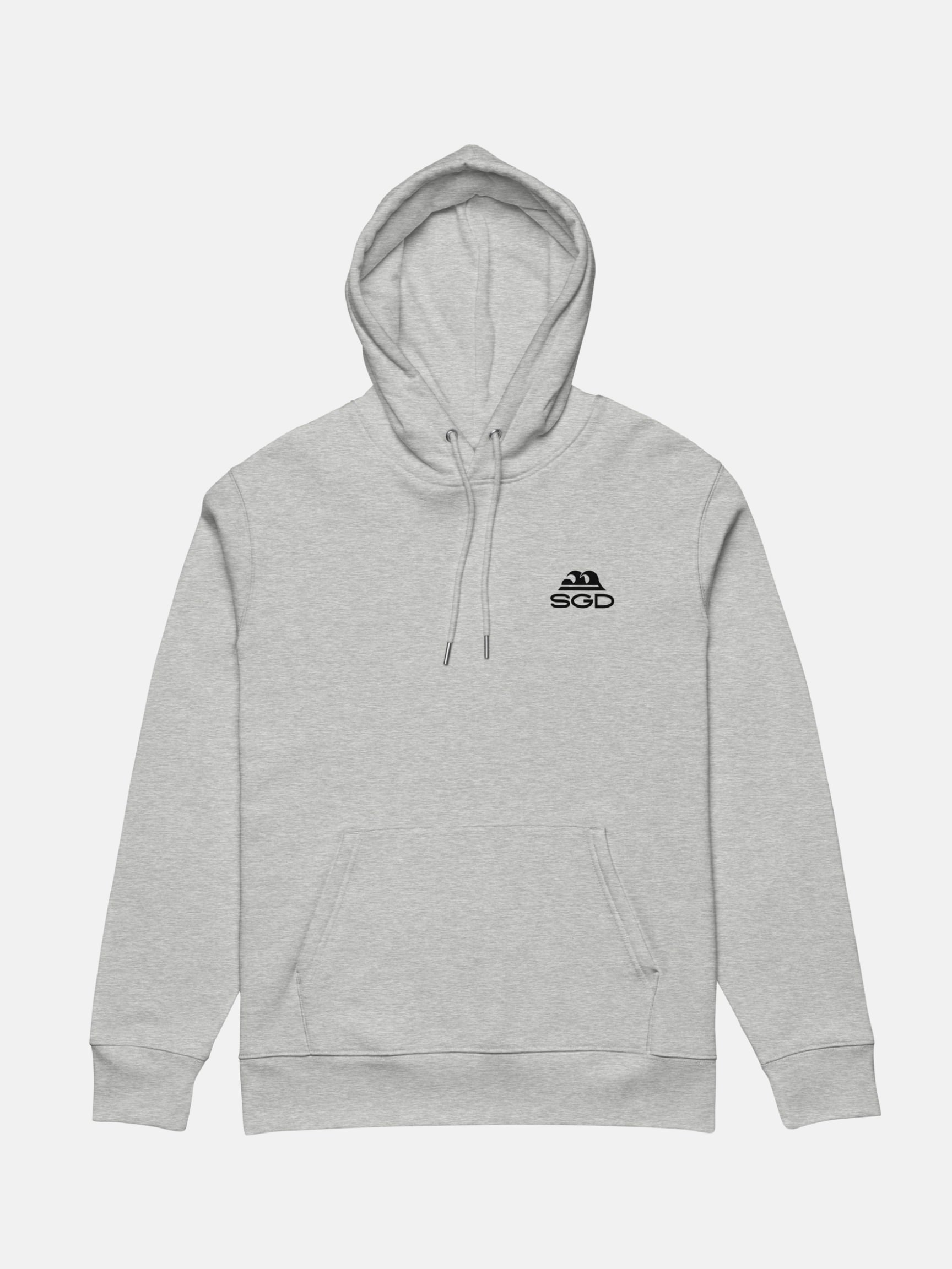 OG SGD Cruiser Hoodie flat lay front in heather grey — Seas Get Degrees