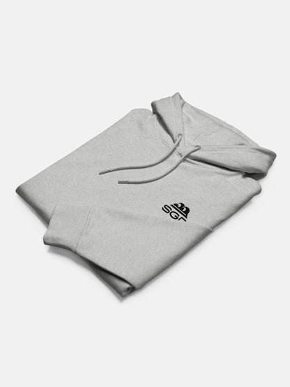OG SGD Cruiser Hoodie folded flat lay in heather grey — Seas Get Degrees