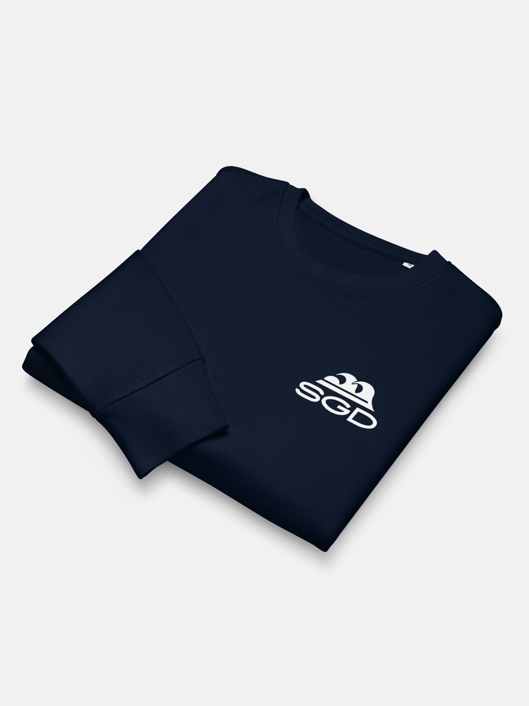 OG SGD Roller Sweatshirt folded flat lay in french navy — Seas Get Degrees