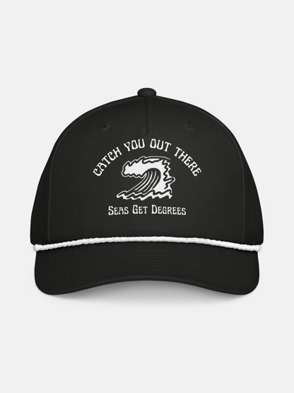 Out There Rope Hat front view in black and white — Seas Get Degrees coastal hat