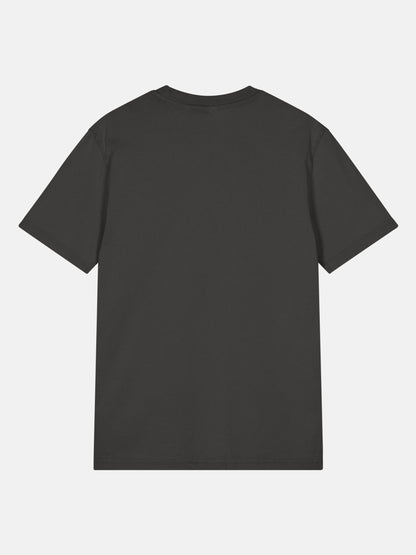 Retro Rider Tee back view in black rock — Seas Get Degrees coastal graphic tee