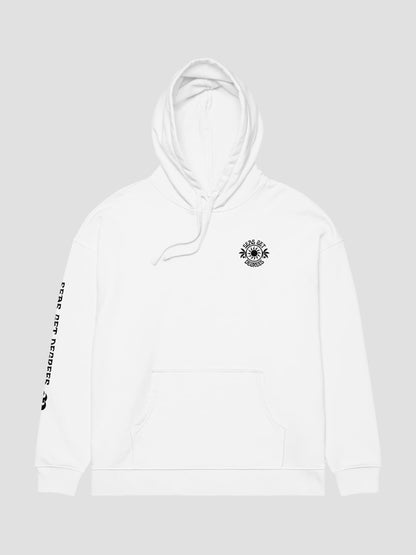 Sun and Shade Oversized Hoodie flat lay front in white — Seas Get Degrees