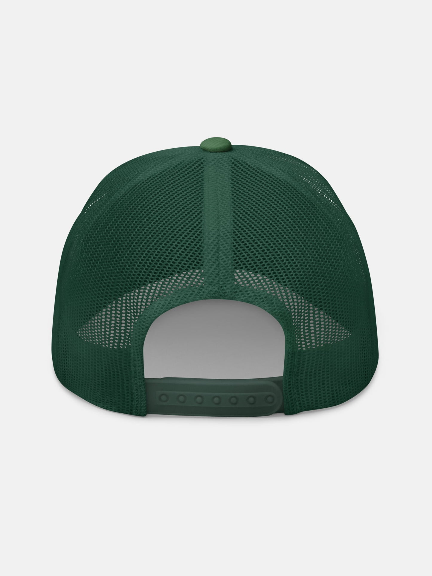 Sun and Shade Trucker Hat back view in evergreen — Seas Get Degrees