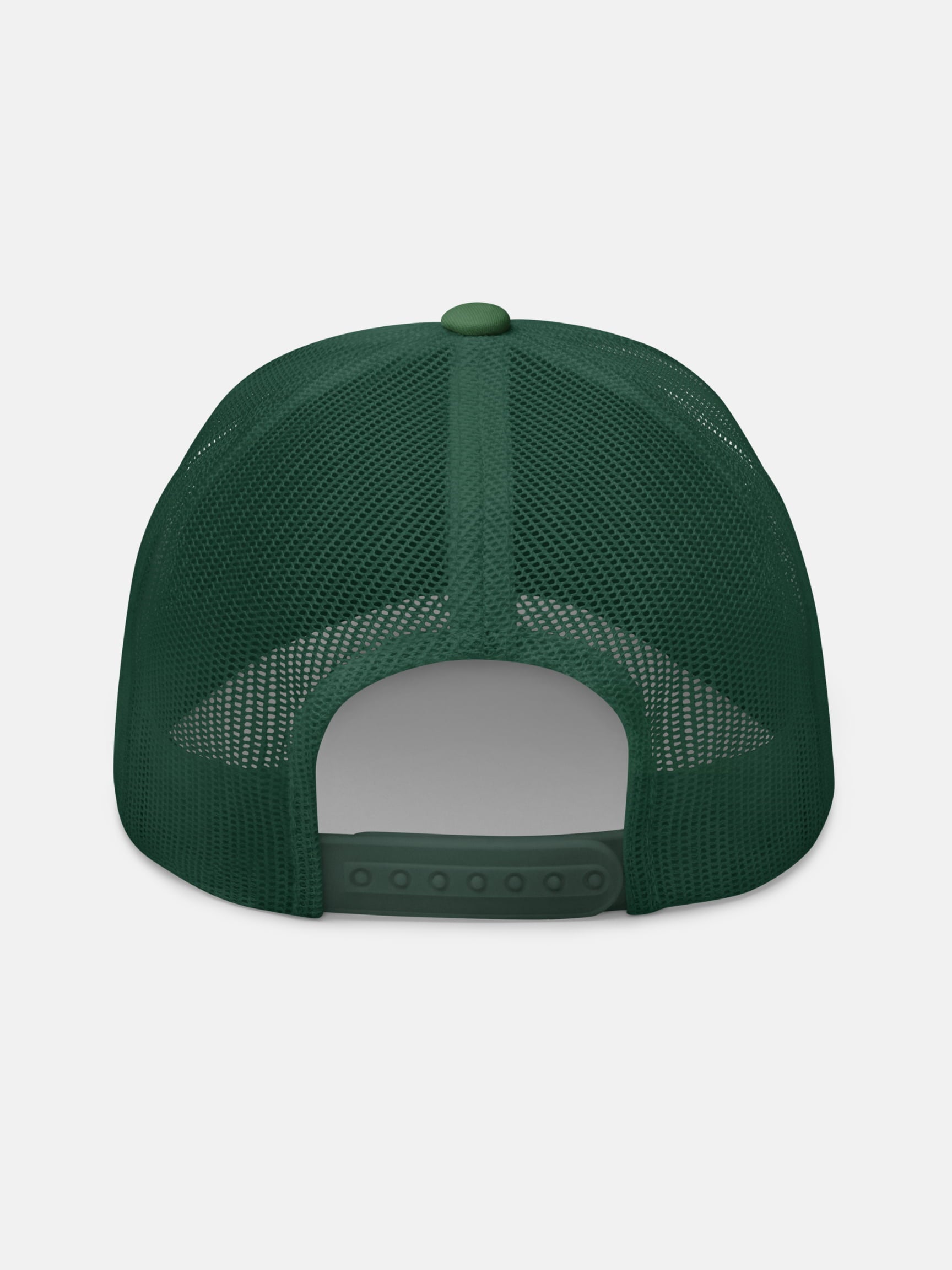 Sun and Shade Trucker Hat back view in evergreen — Seas Get Degrees