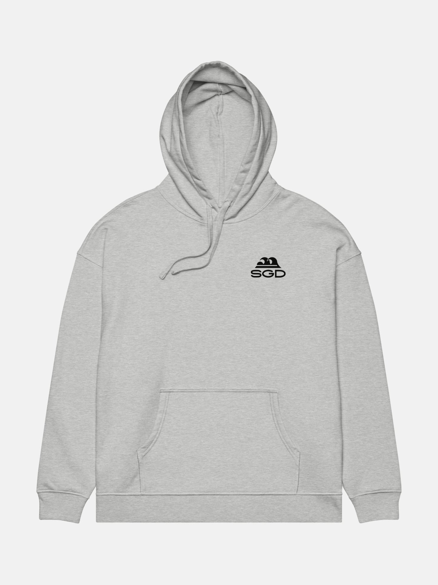 Til Last Wave Oversized Hoodie flat lay front in heather grey — Seas Get Degrees