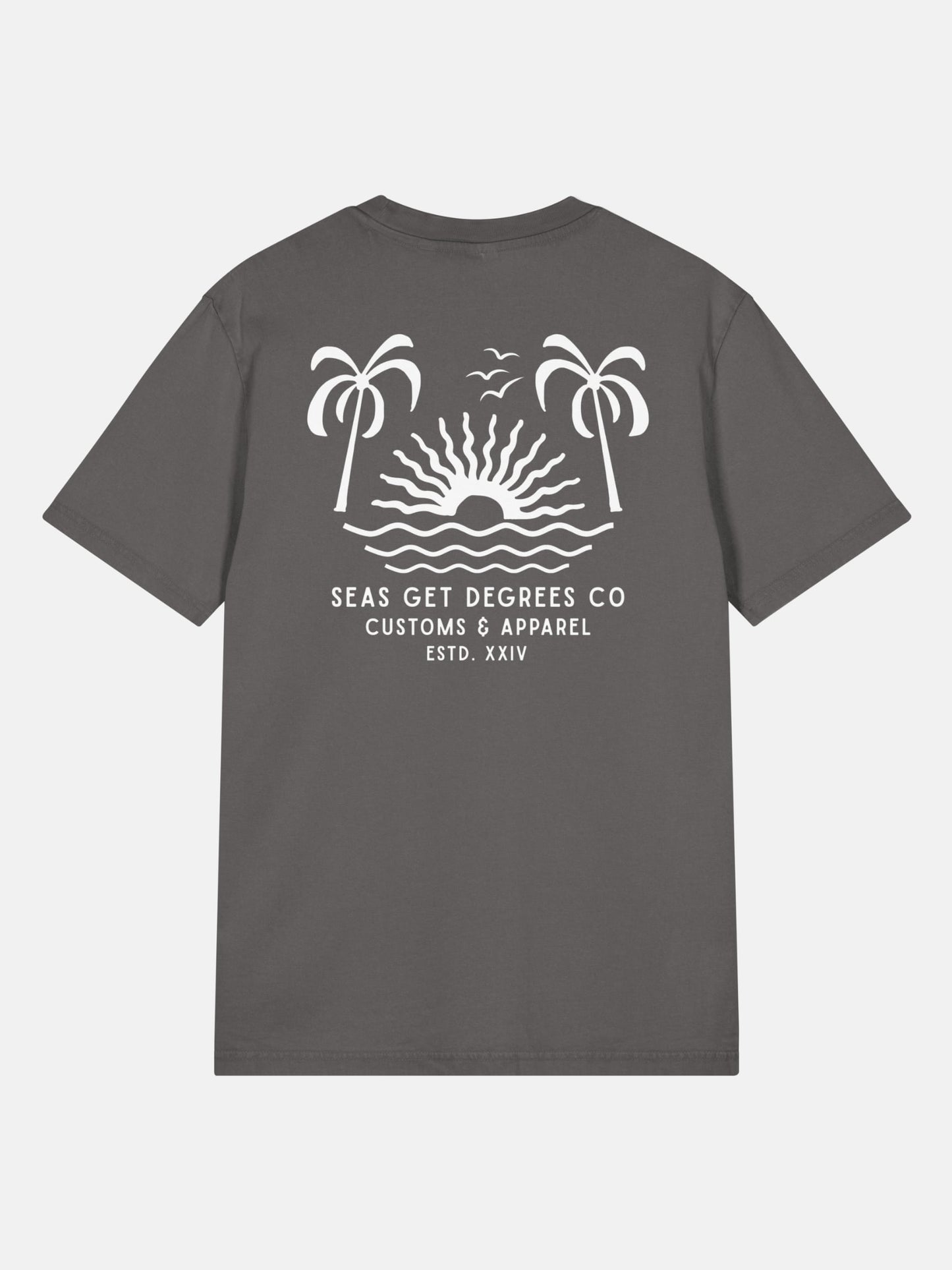'Til Last Wave Tee back view in anthracite — Seas Get Degrees