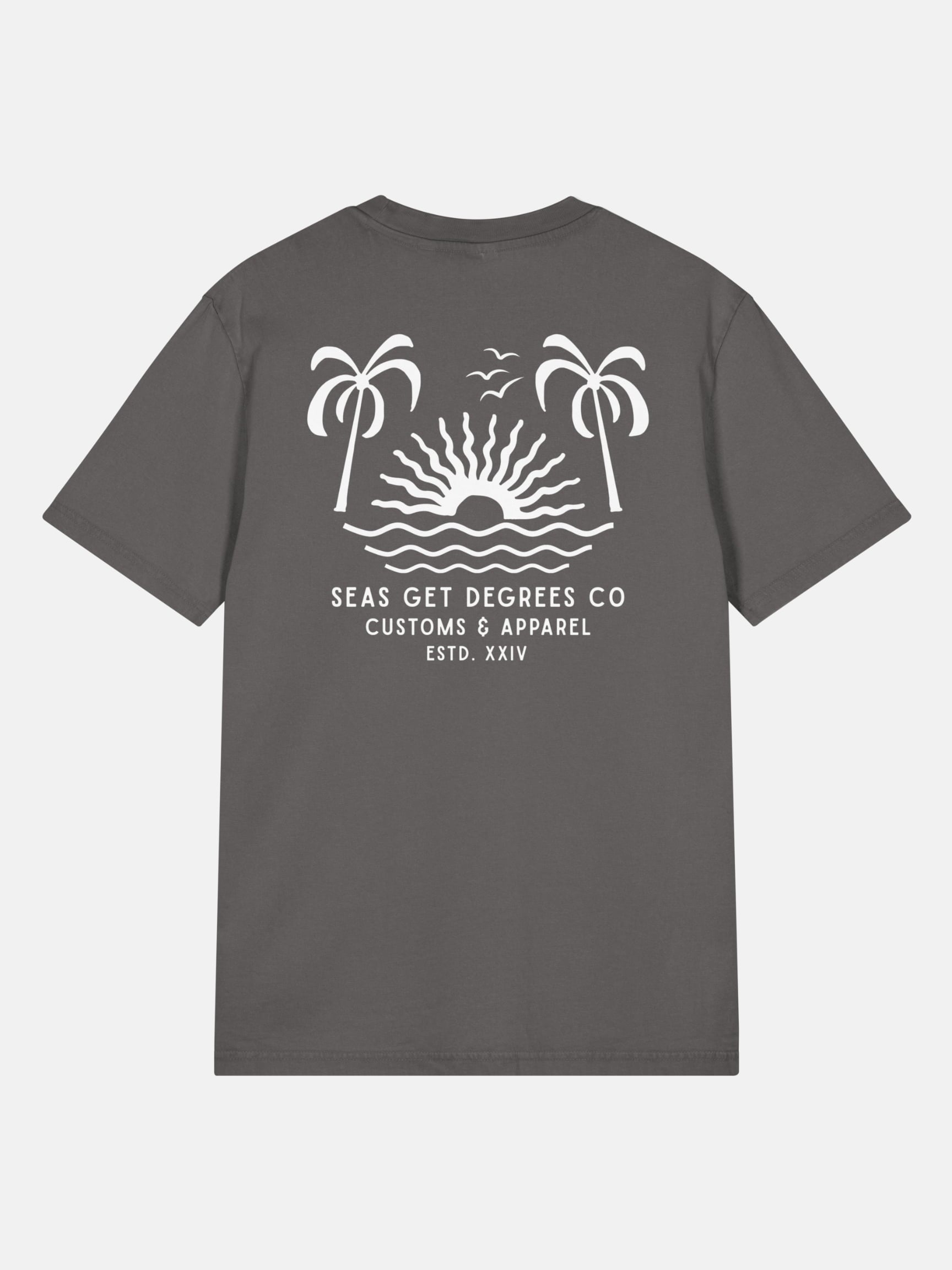 'Til Last Wave Tee back view in anthracite — Seas Get Degrees