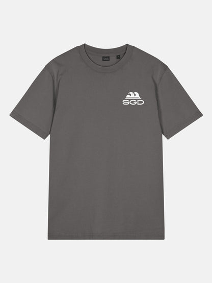 'Til Last Wave Tee front view in anthracite — Seas Get Degrees coastal graphic tee