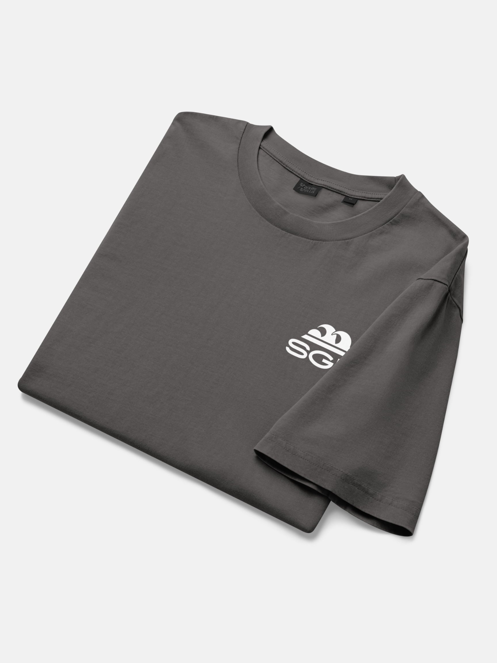 'Til Last Wave Tee folded flat lay in anthracite — Seas Get Degrees