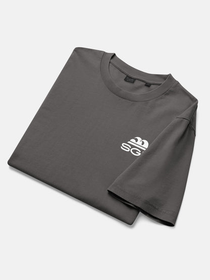 'Til Last Wave Tee folded flat lay in anthracite — Seas Get Degrees